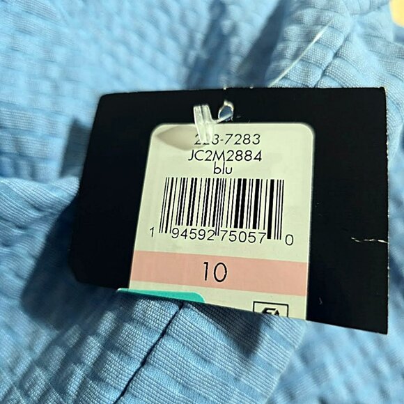 Nwt JH Blue Dress 10 Womens Ruffle Sleeve Feminine Casual Classic Preppy Shift - Picture 10 of 14